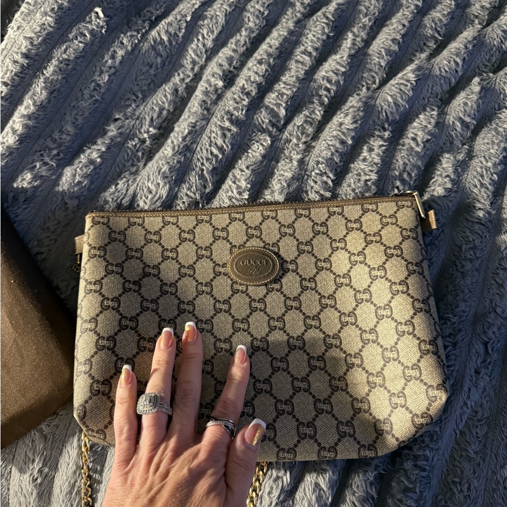 Gucci Cream Clutch with Geometric Pattern